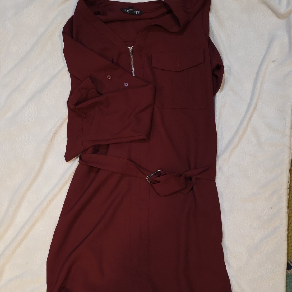 Express Burgundy Long Sleeve Dress
